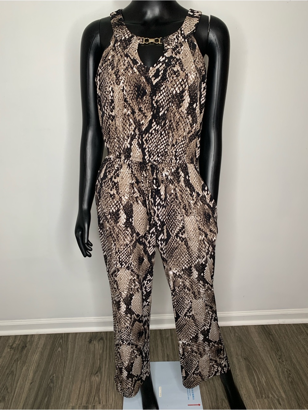 Enfocus Studio Brown Snake-Print Halter Jumpsuit
